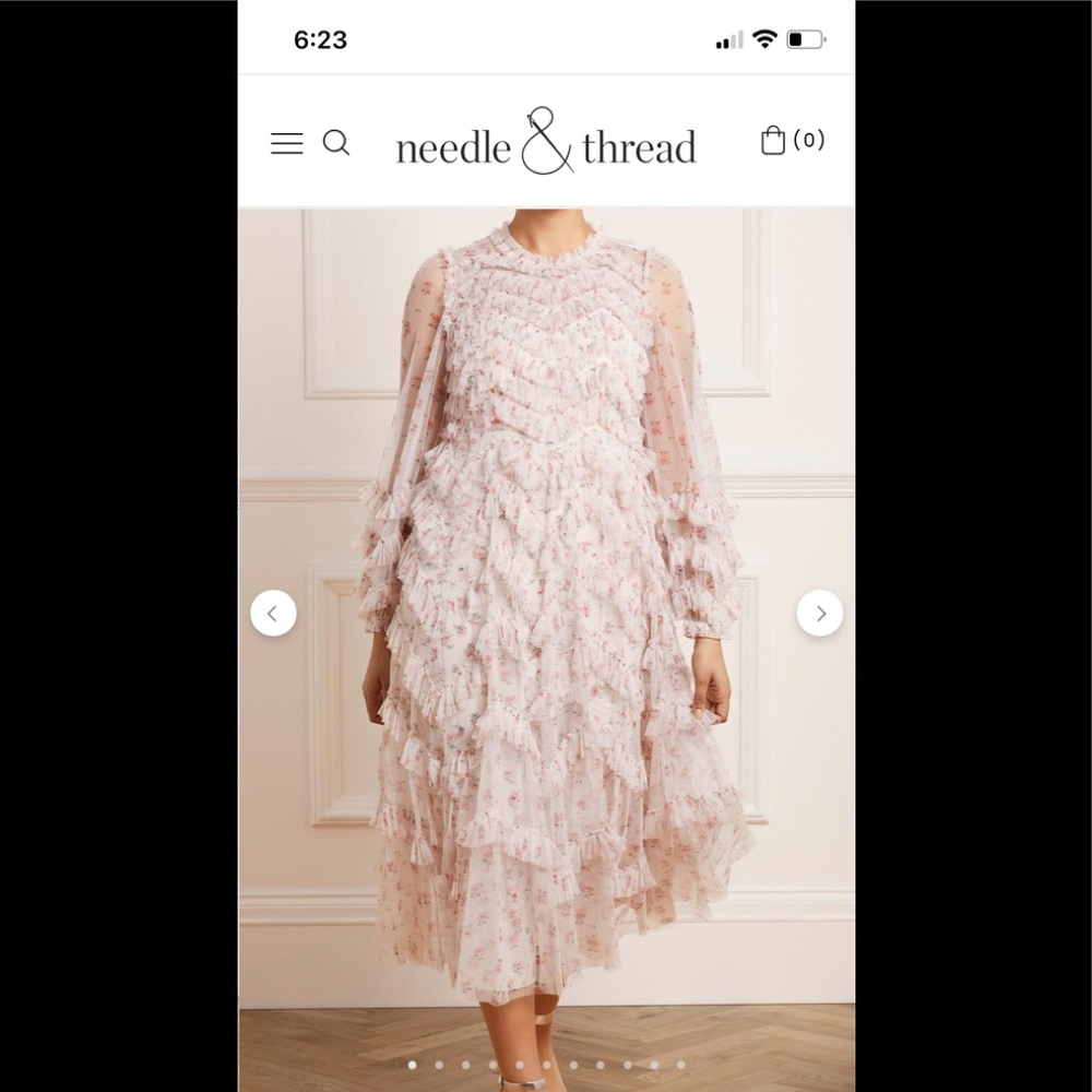Needle &Thread BIJOU ROSE LONG SLEEVE BALLERINA DRESS